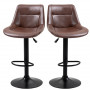 Barstolar 2-pack Justerbar Höjdled Brun Läder H. 59-79 cm