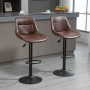 Barstolar 2-pack Justerbar Höjdled Brun Läder H. 59-79 cm