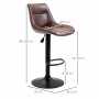 Barstolar 2-pack Justerbar Höjdled Brun Läder H. 59-79 cm