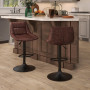 Barstolar 2-pack Justerbar Höjdled Brun Läder H. 59-79 cm