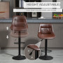 Barstolar 2-pack Justerbar Höjdled Brun Läder H. 59-79 cm