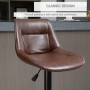 Barstolar 2-pack Justerbar Höjdled Brun Läder H. 59-79 cm