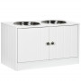 Hundmatningsstation med 2 Rostfria Skålar, Skåpsfack 44L, Magnetdörrar, Vit, 60x30x35,5 cm