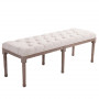 Stoppad Sängbänk Vintage Trä Beige Linne 142 x 47 x 51 cm