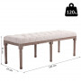 Stoppad Sängbänk Vintage Trä Beige Linne 142 x 47 x 51 cm