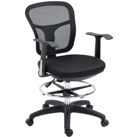 Arbete Kontorsstol med Fotstöd Höjdjusterbar 59 x 59 x 115 cm, Svart Mesh