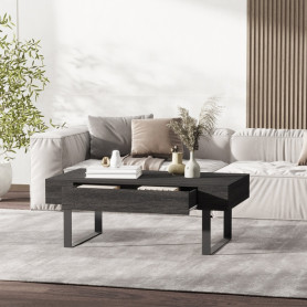 Soffbord Mörkgrå Trä med Låda 110 x 60 x 40 cm Industriell Stålben