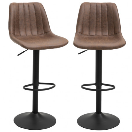 Barstolar x2 Set Höj- och Sänkbar Brun - Svart H. 59 - 80 cm