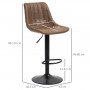 Barstolar x2 Set Höj- och Sänkbar Brun - Svart H. 59 - 80 cm