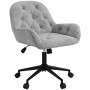 Kontorsfåtölj Sammet Ljusgrå Knappad