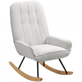 Gungstol Modern designad Sherpafleece Grå - Trä 63 x 95 x 97 cm