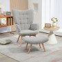 Fåtölj med Fotpall Scandi Design Manchester-look Grå - Trä