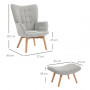 Fåtölj med Fotpall Scandi Design Manchester-look Grå - Trä
