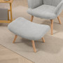 Fåtölj med Fotpall Scandi Design Manchester-look Grå - Trä
