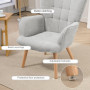 Fåtölj med Fotpall Scandi Design Manchester-look Grå - Trä