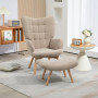 Fåtölj med Fotpall Scandi Design Manchester-look Brun - Trä