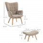 Fåtölj med Fotpall Scandi Design Manchester-look Brun - Trä