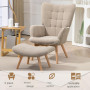 Fåtölj med Fotpall Scandi Design Manchester-look Brun - Trä