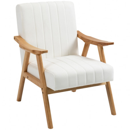 Fåtölj Skandi Design Sammet Kräm - Natur