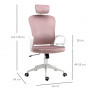 Kontorsstol Ergonomisk cm Rosa / Vit  63 x 64 x 118-128