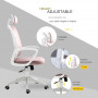 Kontorsstol Ergonomisk cm Rosa / Vit 63 x 64 x 118-128