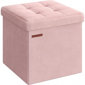 Sittbänk med Förvaring Sammet Rosa 38 x 38 x 38 cm