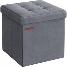 Sittbänk med Förvaring Sammet Mörkgrå 38 x 38 x 38 cm