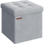 Sittbänk med Förvaring Sammet Ljusgrå 38 x 38 x 38 cm