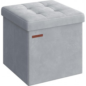 Sittbänk med Förvaring Sammet Ljusgrå 38 x 38 x 38 cm