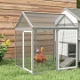 Hönshus Metall Smådjurshus med Trähus, Asfalttak 247 x 125 x 113,5 cm Grå