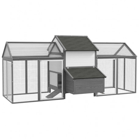 Hönshus Metall Smådjurshus med Trähus, Asfalttak 247 x 125 x 113,5 cm Grå