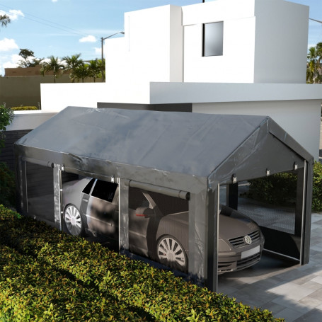 Garagetält / Paviljong Höjdjusterbar 6 x 3 m Mörkgrå