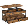 Soffbord med Lyftbar Bordsskiva och 2 Lådor Vintage-Brun 50 x 100 x...
