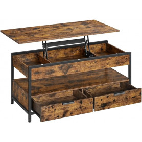 Soffbord med Lyftbar Bordsskiva och 2 Lådor Vintage-Brun 50 x 100 x...