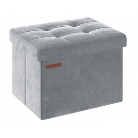 Sittpall med Förvaring Sammet Ljusgrå 31 x 41 x 31 cm