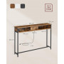 Konsolbord med Inbyggd Eluttag - 2 Fack Vintage brun-svart 120 x 25 x 81 cm