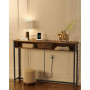 Konsolbord med Inbyggd Eluttag - 2 Fack Vintage brun-svart 120 x 25 x 81 cm