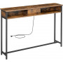Konsolbord med Inbyggd Eluttag - 2 Fack Vintage brun-svart 120 x 25 x 81 cm