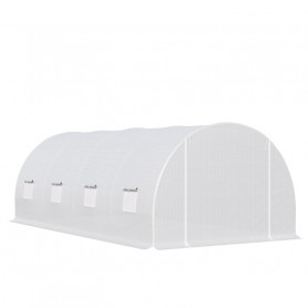 XXL Tunnelväxthus Med 8 Fönster – 600×300×200 Cm, PE-folie & Galvan...