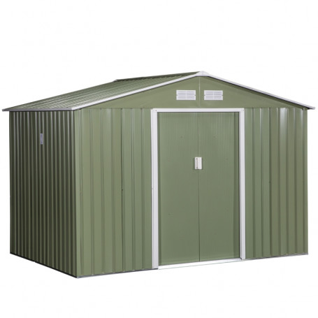 Redskapsbod med Skjutdörrar - Metall Grön  2,77 x 1,95 x 1,92 m
