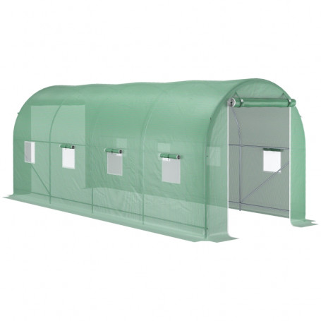 Tunnel Växthus med Metallram PE - Grön 5 x 2 x 2 m
