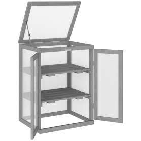 Växthus med Hyllor och Träram Grå 58 x 44 x 78 cm