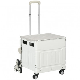 Shoppingvagn med Trappklättrare Hjul Hopfällbar vit