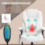 Kontorsstol Fårskinn med Massage i 6 Punkter Fleeceklädsel Vit