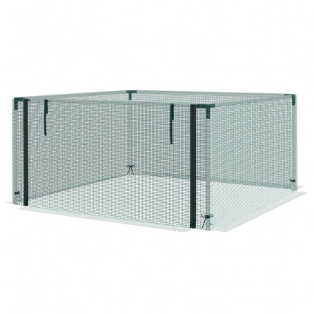 Växtskyddsnät med Stålram 125 x 125 x 62,5 cm Grön - Silver