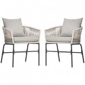 Trädgårdsstol x2 Set Rotting Grå - Beige