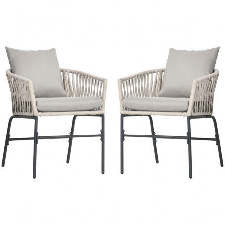 Trädgårdsstol x2 Set Rotting Grå - Beige