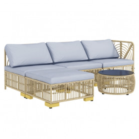 Trädgårdssoffa med Bord Rotting 3 sits