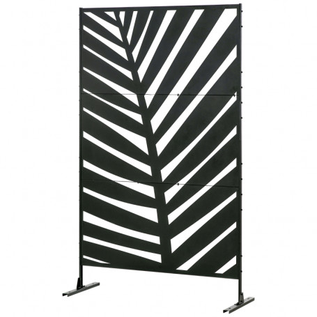 Skärmvägg 1,2 x 2 m Svart Palmblad Design