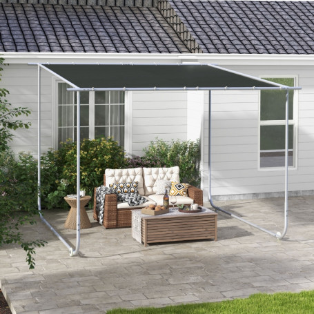 Paviljong med hjul 3x3m inklusive sandsäckar, metallram, grå